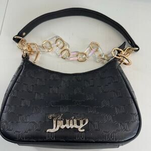 JUICY COUTURE Bling Bling Chain Shoulder Bag Black Liquorice